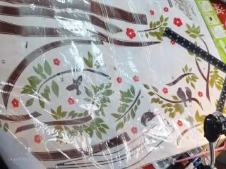 紅花鳥影壁貼