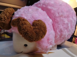 粉紅綿羊絨毛偶