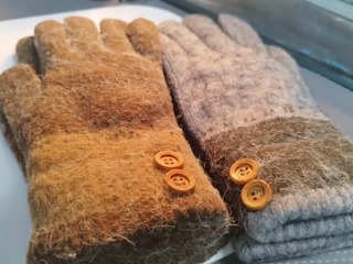 鈕扣裝飾羊毛手套