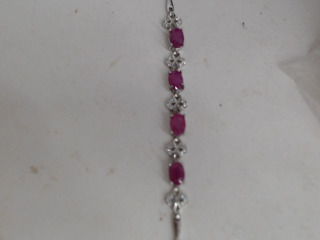 天然紅寶純銀手鍊