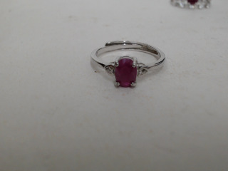 天然紅寶石純銀戒指