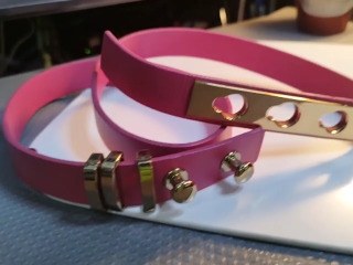 桃紅細皮帶