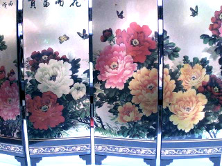 花開富貴桌上屏風