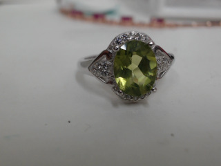 天然橄欖石純銀戒指2ct