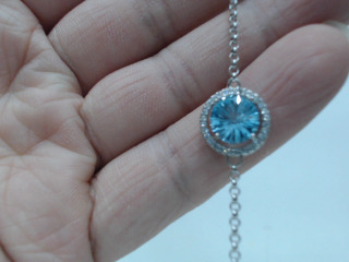 天然拓帕石純銀手鍊