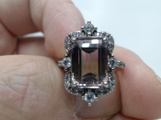 天然紫黃晶純銀戒指