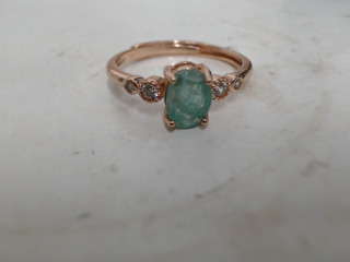 天然祖母綠純銀戒指