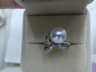 天然珍珠純銀戒指