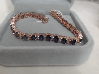 天然藍寶石純銀手鍊