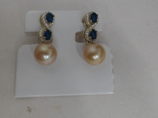 天然海水金珠耳環