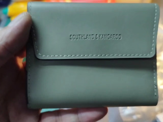 灰綠色皮革短夾1