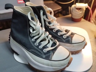 厚底高筒帆布鞋