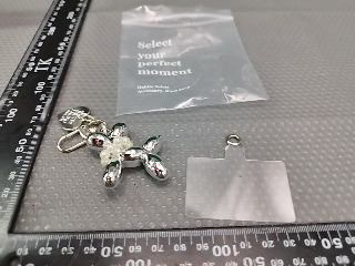 銀色氣球狗吊飾附手機夾片