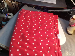 紅底白點毛毯