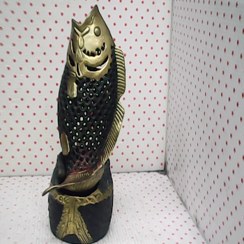 銅魚口吐煙檀香爐